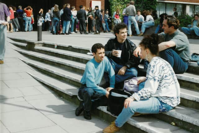 Students outside the Library Building during the University of Lancashire's Polytechnic days
