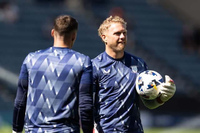 Preston North End's Dai Cornell warming up before the match