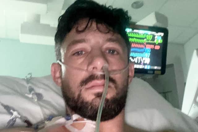 Joe Till with while in hospital being treated for cancer.