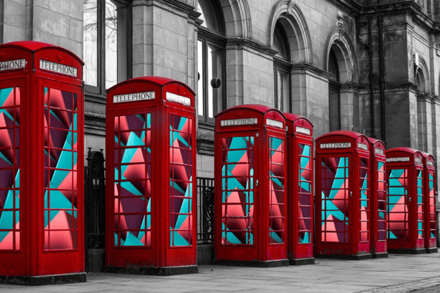 The historic phone boxes on Market Street will reappear as visual displays