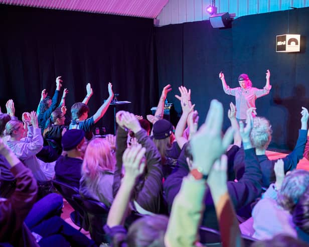 EdFringe Preview night at Artch Studios, Preston, Lancashire, featuring Abbie Murphy, Ajaz Qureshi and Clementine Bigg-hargroves as Shaun Guff