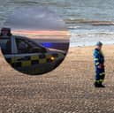The scene following a fatal sea rescue at Rossall. Picture: HM Coastguard