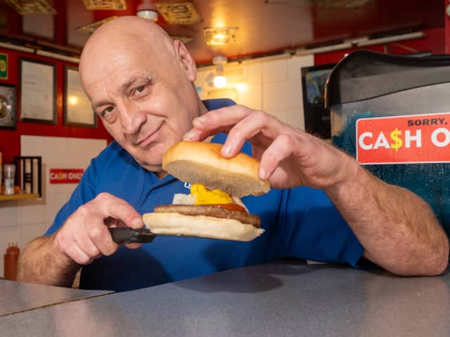 Christopher Higgitt, who sells £1 burgers in Blackpool.