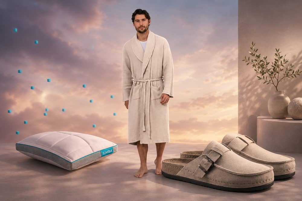 Simba’s Father’s Day collection includes supportive slippers, cooling pillows and soft muslin robes designed for comfort-focused gifting