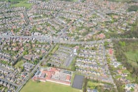 A general aerial view of Penwortham, where Home Office immigration enforcement officers visited two premises on Liverpool Road