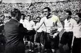 Tom Finney lines up for England against Italy in Turin in 1948, when England won 4-0