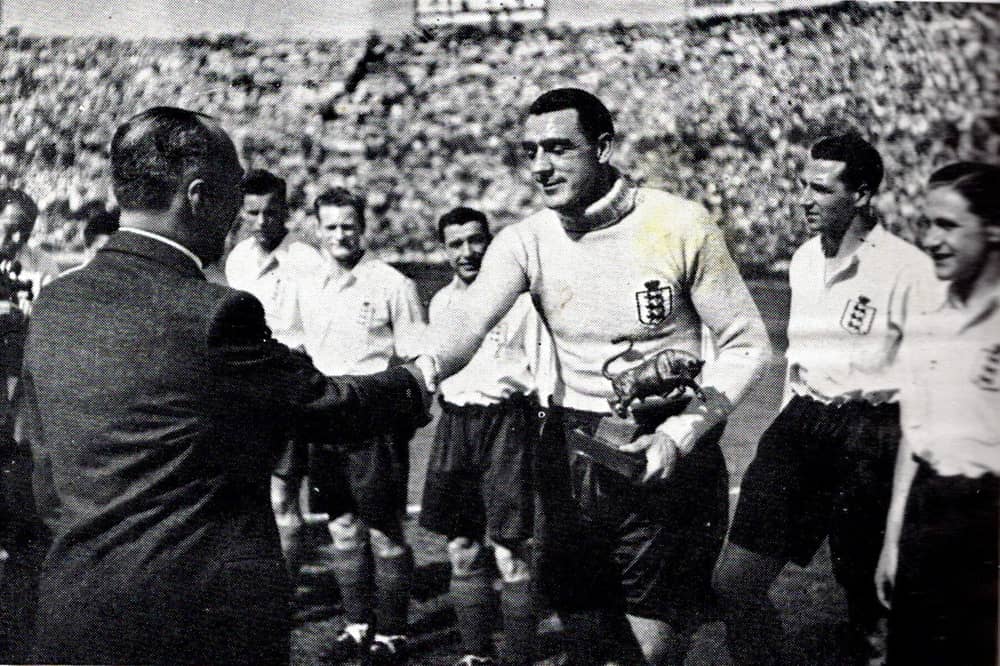 Tom Finney lines up for England against Italy in Turin in 1948, when England won 4-0