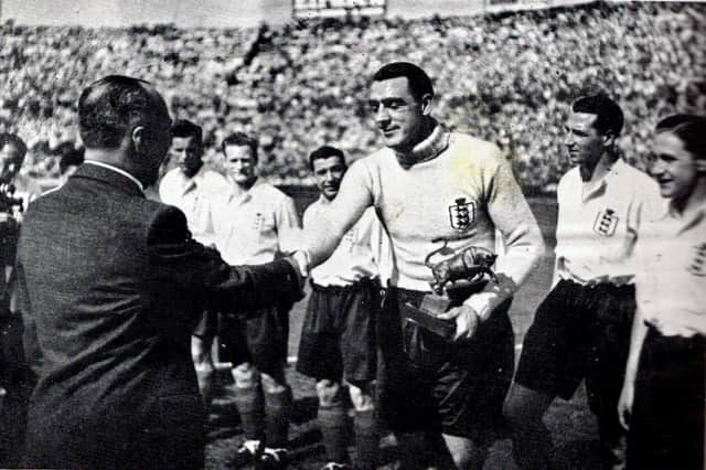 Tom Finney lines up for England against Italy in Turin in 1948, when England won 4-0