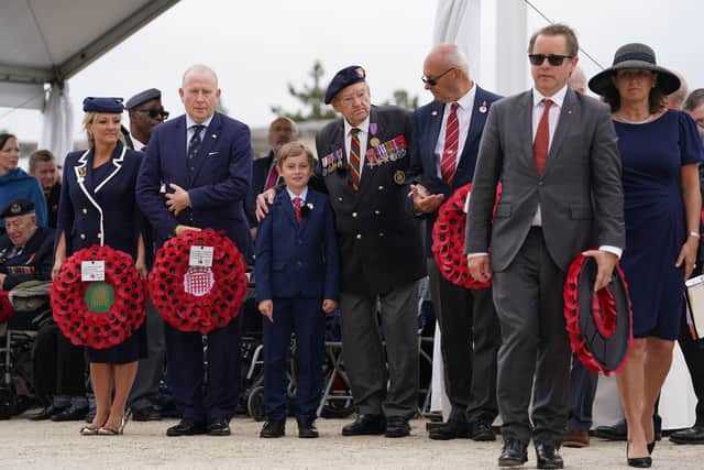 Wreaths laid at a ceremony at the British Normandy Memorial in Ver-sur-Mer, France, to mark the 82nd anniversary of the D-Day landings. Saturday June 6, 2026. PA Photo.