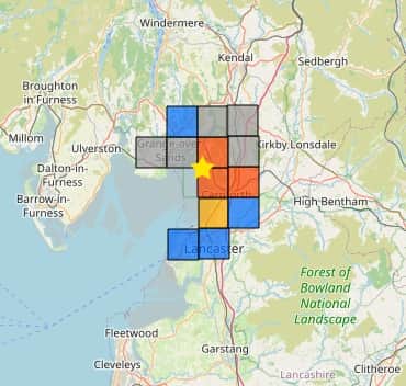 The earthquake epicentre was Silverdale on June 5 2026. Image: British Geological Survey