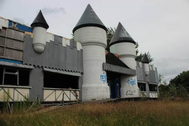 The fierce blaze as it engulfed the amusement park’s last standing building - a castle-themed structure made of timber, formerly a food court and soft play centre