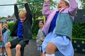 Pupils at Grimsargh St Michael’s C of E Primary School enjoy the new £25,000 trim trail