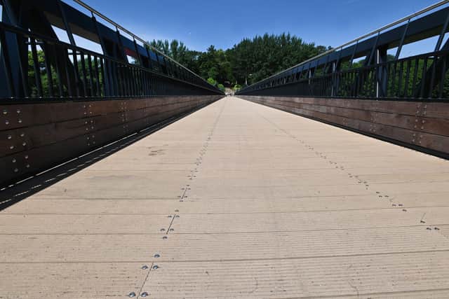 General view of the newly opened Tram Bridge in Preston.