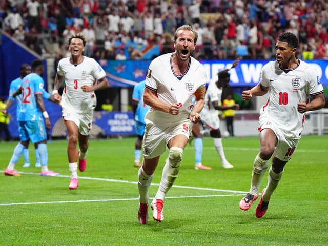 England’s Harry Kane celebrates scoring