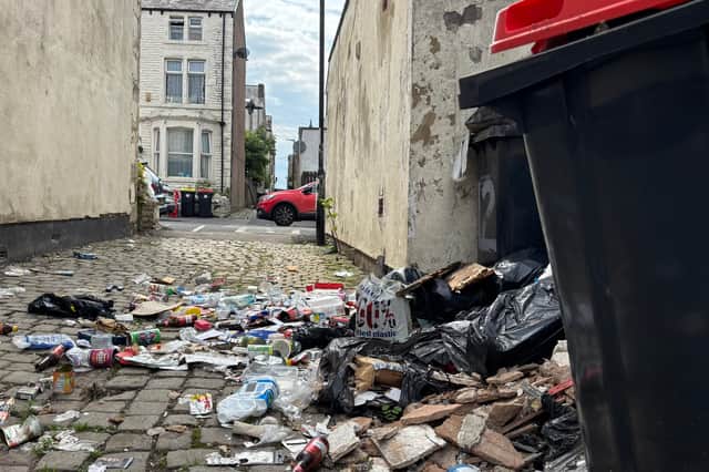 Litter in back alleys in Morecambe's West End