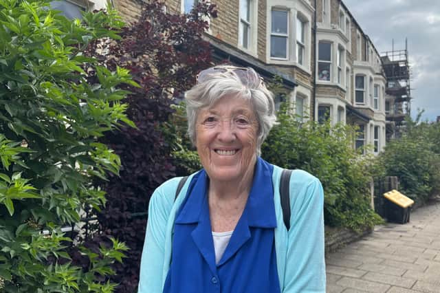 Kathleen Horner on the curving West End Road in Morecambe's West End