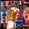 Mollie-Mae Vernon and Harper-Anne Davies-Johnson getting ready for the England v Norway match at Walmer Bridge Nursery