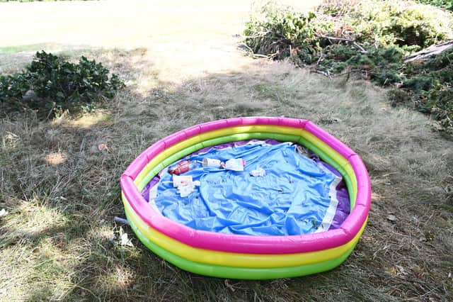 A discarded paddling pool was amidst the mass of rubbish left on Ashton Park