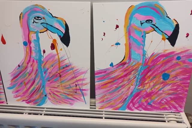 A colourful new mural featuring flamingos has been unveiled at Over Wyre Medical Centre