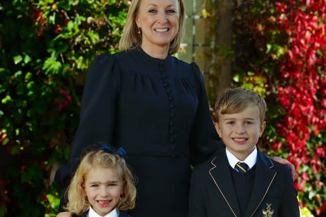 Head of Kirkham Grammar School, Mrs Kirsten O’Donoghue with students