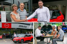 Adam Gradwell of Chorley Nissan and customers Ron and Gillian Ainsworth oversaw a milestone deal.
