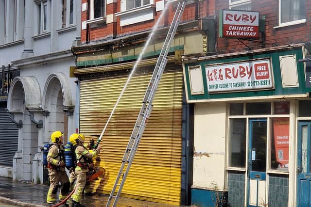 Firefighters tackle a blaze in Ormskirk Road