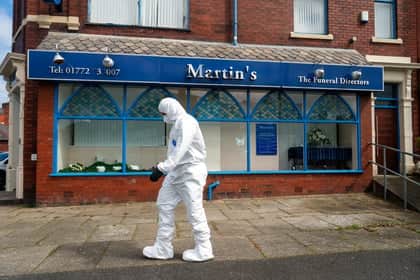 Lancashire Police were spotted at Martin's Funeral Director's in Tulketh Brow, Ashton, Preston in April