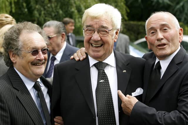 From left, Bobby Ball, Frank Carson and Tommy Cannon (Gareth Copley/PA)