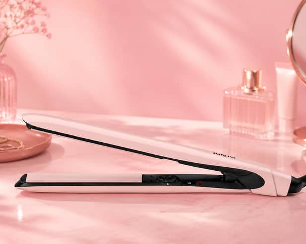 The BaByliss Rose Blush Straighteners feature longer titanium-ceramic plates designed to style larger sections of hair more quickly.