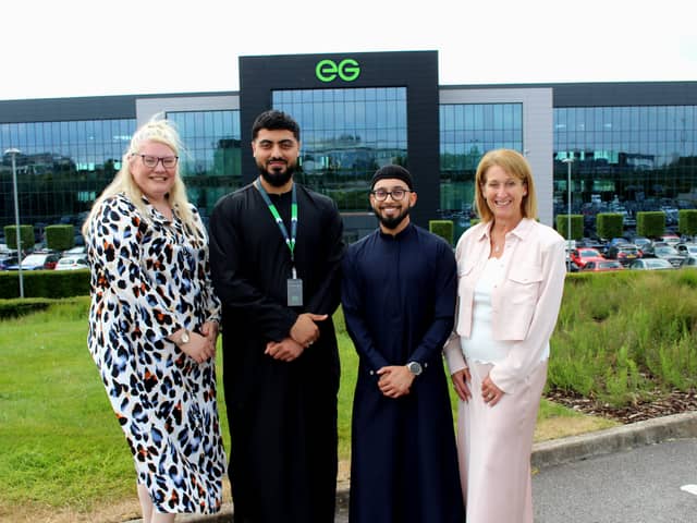 (Left to right) Emma Goodwin, Key Account Manager at Water Plus; Haseeb Syed Khalid, Utilities Accounts Coordinator at EG On The Move; Ahmed Khora, Utilities Accounts Manager, EG On The Move and Cherie Guthri, Retention Operations Manager, Water Plus