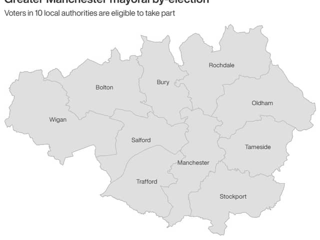 Greater Manchester mayoral by-election - map of local authorities
