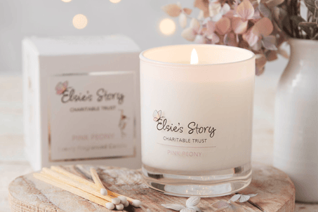 Elsie's Story candles, sold in Booths