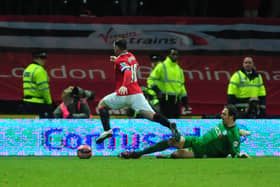 Wayne Rooney  wins a penalty for Manchester United against Preston in the FA Cup