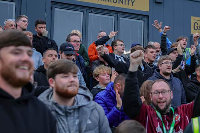 Chorley fans celebrate Mike Calveley's opener against Marine