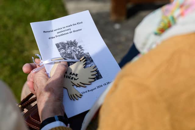 Doves bearing the name of those who died at the Freckleton Air Disaster are placed on a tree at Holy Trinity Church in remembrance. Photo: Kelvin Lister-Stuttard