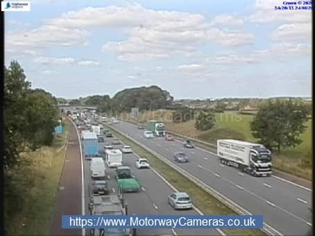Traffic is currently being held in both directions on the M6 within J33 near Lancaster due to a collision. 