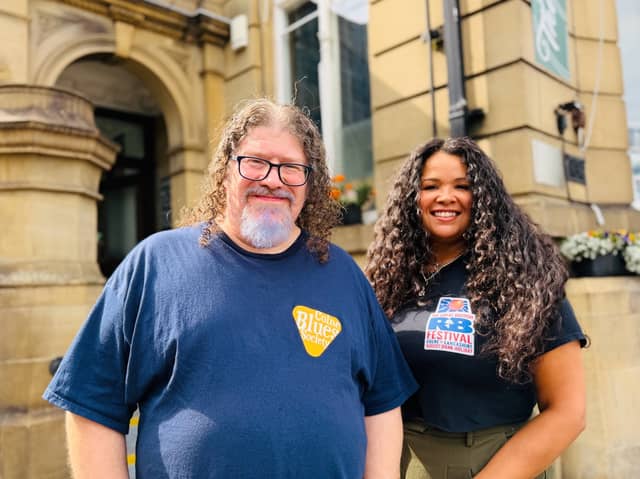 Festival organiser Simon Shackleton with Kyla Brox, who will be part of a special tribute to John Mayall