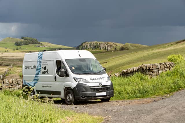 Openreach engineers at work as part of a  project to bring full fibre broadband to Lancashire's more rural areas