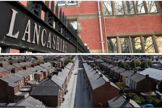 Lancashire County Council's County Hall on Fishergate. Bottom: Dust covered Plungington Road.