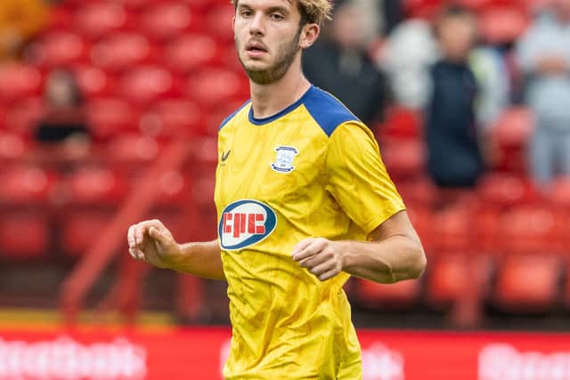 Preston North End's Stanley Mills during a pre-match warm-up 

