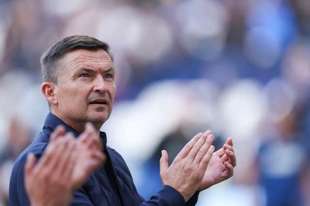 Preston North End manager Paul Heckingbottom applauds the fans. 