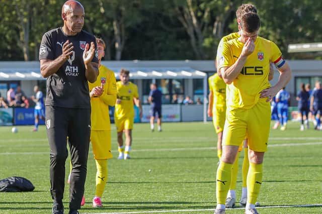 Andy Preece and Mike Calveley can't hide their disappointment at the end of the game
