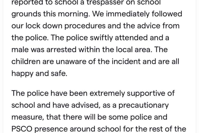 A message to parents and carers from Lea Primary School where the incident unfolded this morning