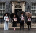 Paula Hudgell, Vanessa Sims, Chris Webb MP and Nicola Thorp deliver the petition signatures for the Preston Davey campaign to 10 Downing Street. Photo: Lucinda Herbert