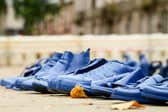 Blue Shoes Exhibition on Preston Flag Market to mark World Suicide Prevention Day. Photo: Kelvin Lister-Stuttard
