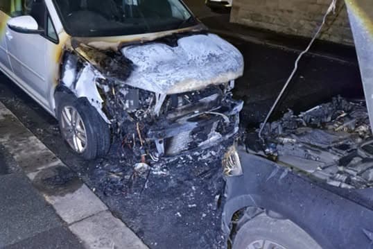 Shocking images show aftermath of two cars destroyed by group of youths ...