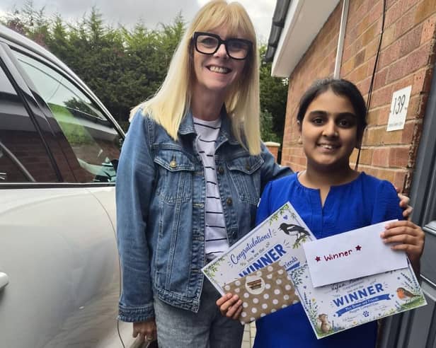 Mary Brown, a teaching assistant at Moor Nook Community Primary School turned author, with Waafa Hussain who will have a design featured in Mary’s new book