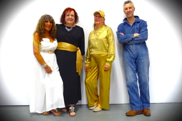 Anthony D. Padgett with the 'Mixed Mediums' Angey Issit, Karen Camm, and Elaine Power