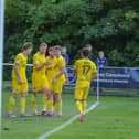 Jack Sampson is congratulated after his penalty conversion against Warrington Rylands