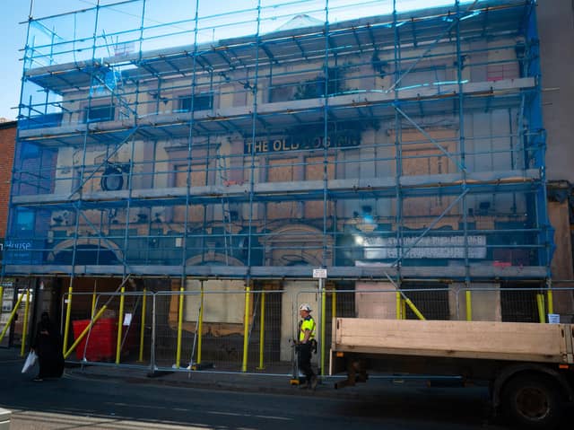 The Old Dog Inn during pictured during urgent repair work undertaken earlier this year 